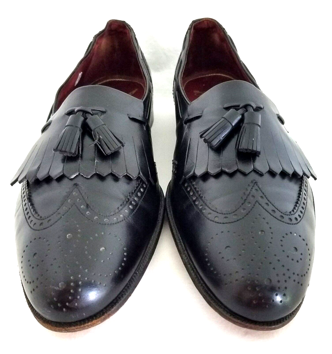 FLORSHEIM ROYAL IMPERIAL Black Wingtip Brogue Kiltie Tassel 