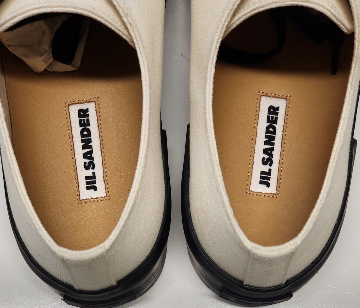 【送料&関税込】Jil Sander Ivory Canvas Sneakers Jil Sander Sneakers Jungle Canvas Ivory/Black Rubber Sole