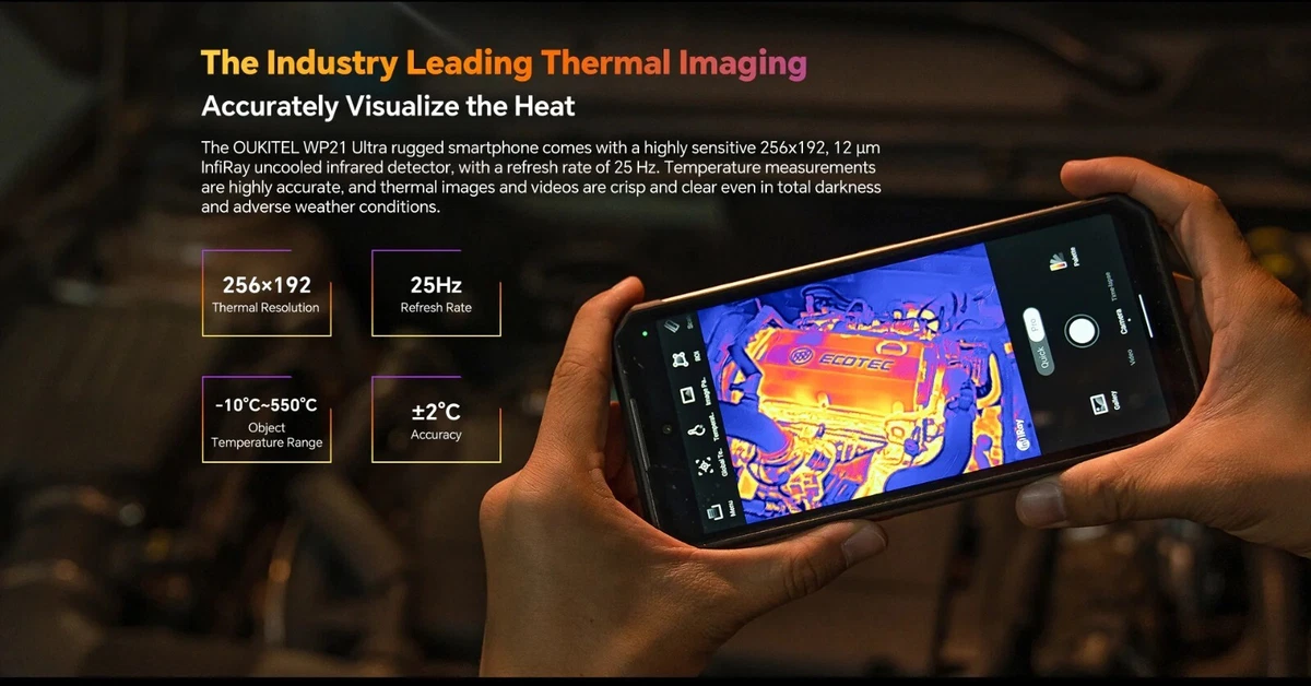 Oukitel WP21 Ultra Rugged Phone 12Gb + 256Gb: 20MP Night Vision +