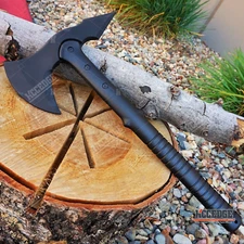 15.5" Black Rubber Training Tactical Axe w/ Functional Fiberglass handle