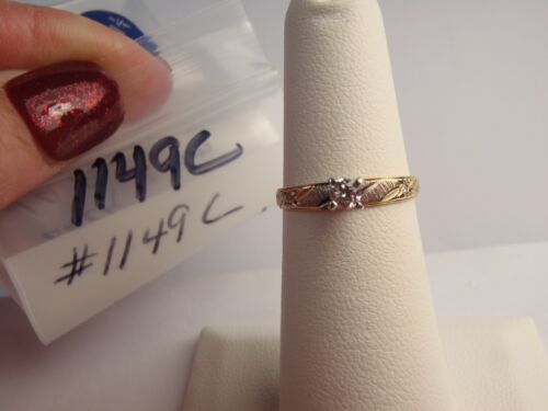 14k Yellow Gold Natural Round Diamond Solitaire Engagement Ring .10 Tw Sz 4 3/4 - Picture 15 of 21