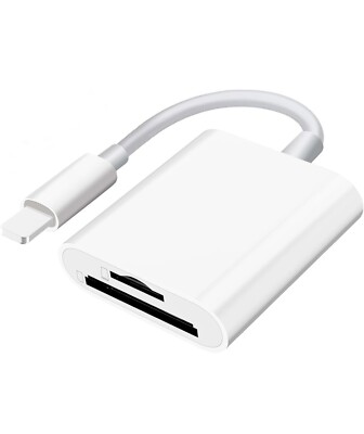 SD Card Reader for iPhone iPad Camera,Dual Card Slot Memory Card Reader Suppo...