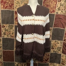 VINTAGE Carol Brent Montgomery Ward Western Poncho Shawl Cape Women's One Size