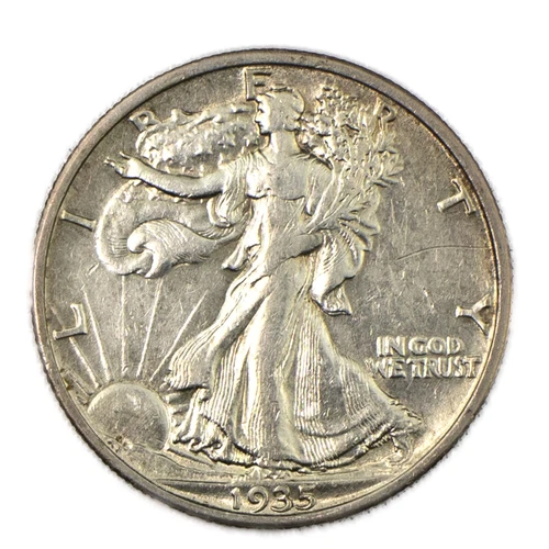 1935-P Philadelphia Walking Liberty Silver Half 50c Almost Uncirculated AU+