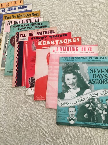 Lot Of 10 Vintage Early-Mid 1900’s Movie/Sheet -Music Sheets Assorted Names - Picture 10 of 12