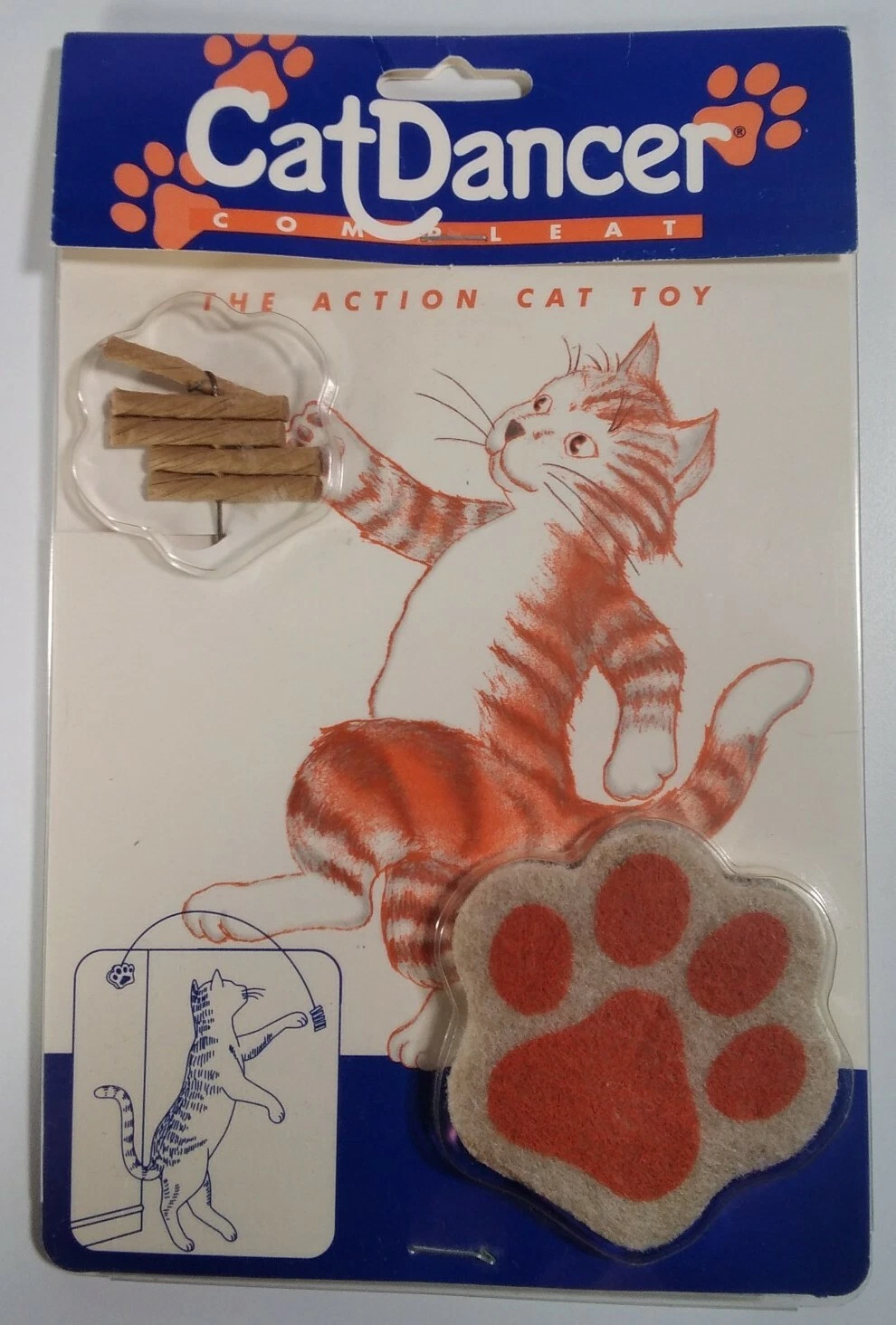 Cat Dancer Compleat Vintage 1993 Neenah WI USA Wall Mount Clemson Paw Colors NOS