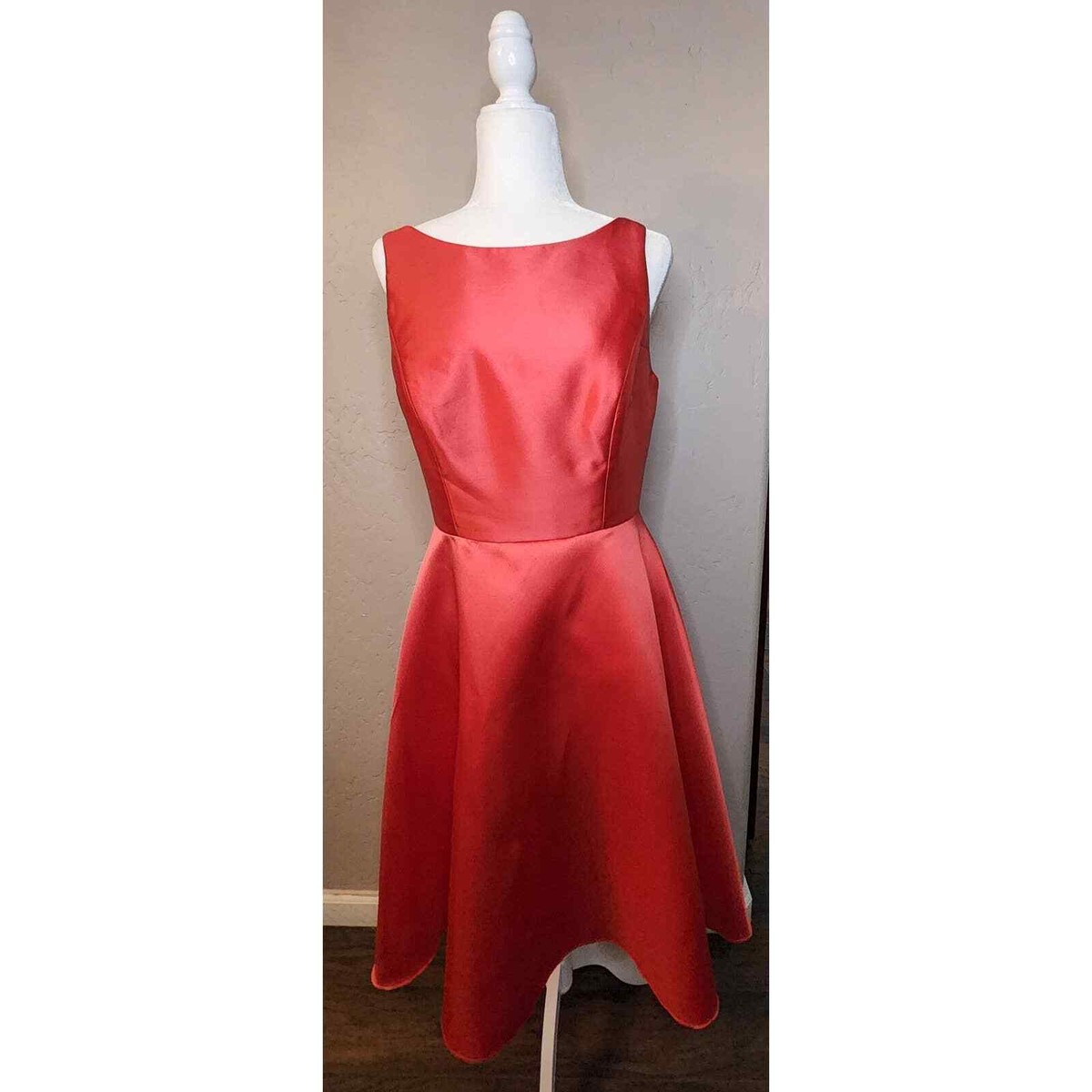bateau neck satin high low cocktail dress Alfred Sung Bateau Neck Satin High Low Cocktail Dress Size 12 New Black