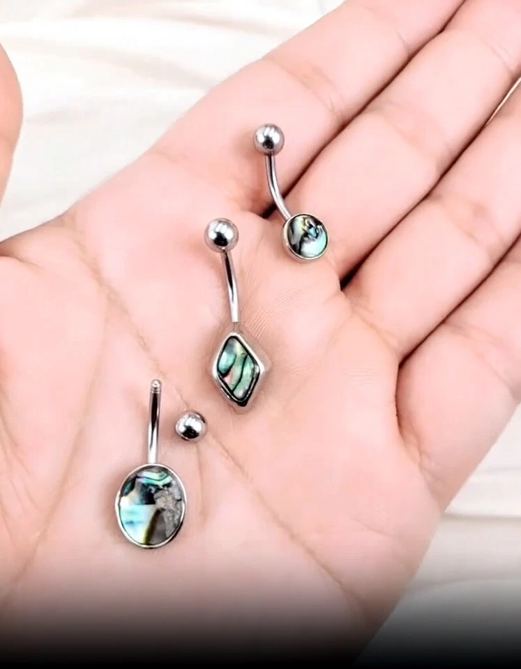 316L EDELSTAHL *** Abalone Perlmutt Piercing Bauchnabelpiercing - Bild 3 von 4