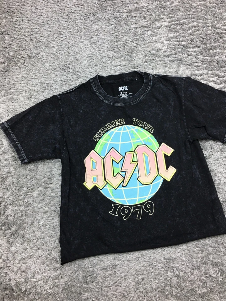 Рубашка женская ACDC размер Small темно-серая укороченная короткий рукав - Изображение 3 из 4