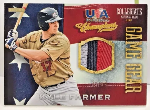 Kyle Farmer 2013 Panini USA Baseball Champions PRIME Game Gear 3 co GU Patch /99