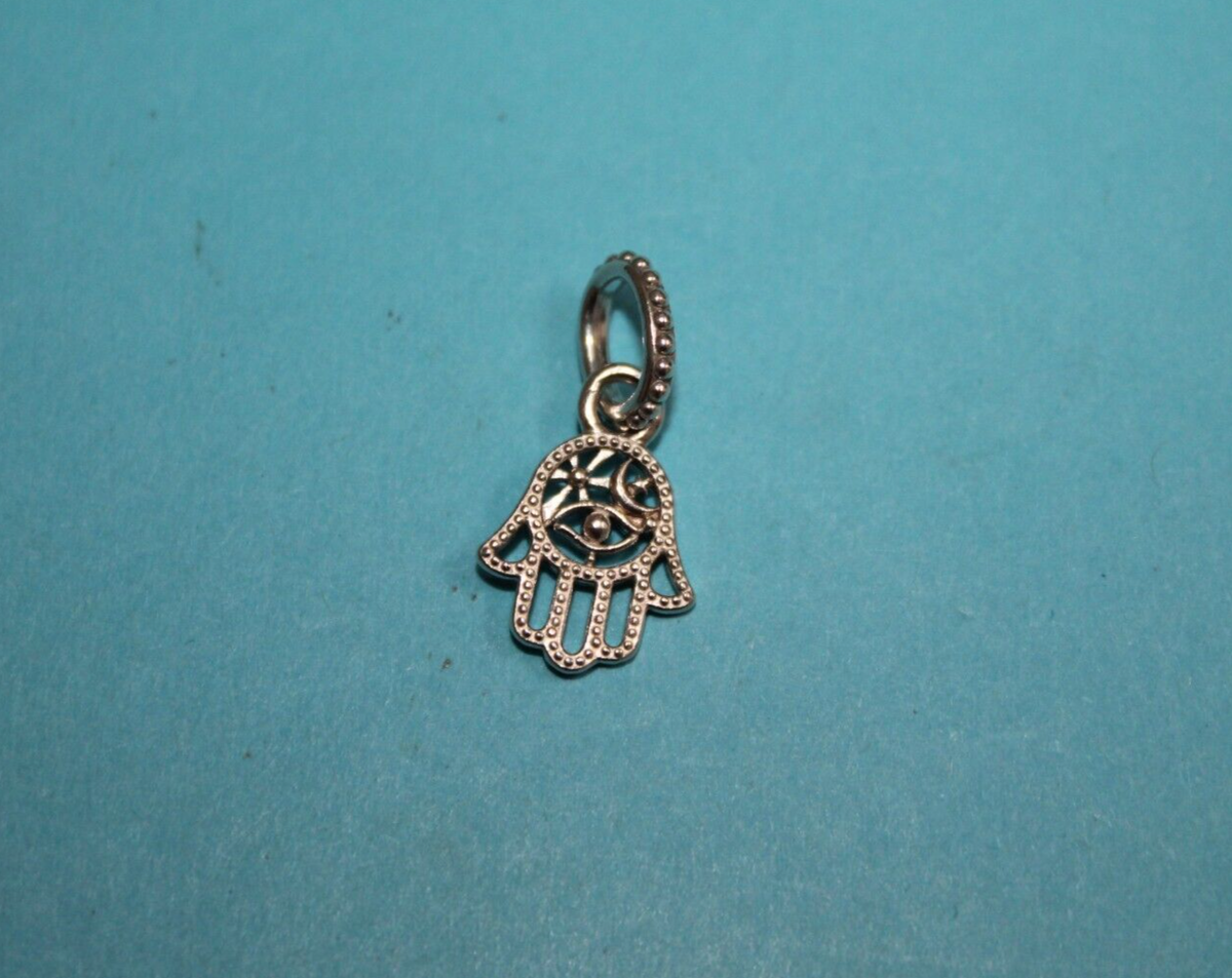 Authentic Pandora SS Protective Hamsa Hand Dangle Charm #799144C00 [074GCM]