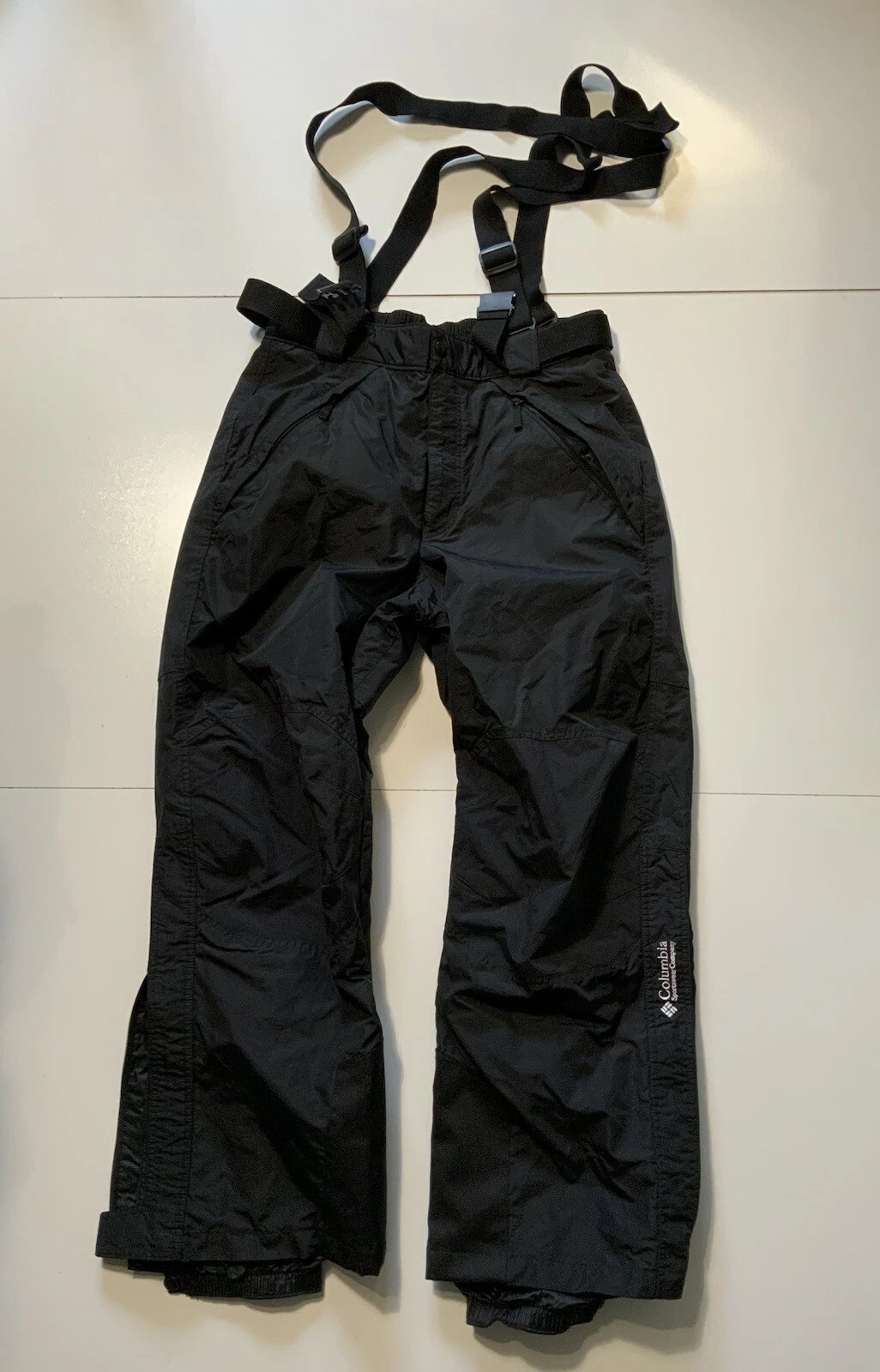 Vintage Columbia Sportswear Softshell Made In Japan Black Outdoor Bib Pants Sz.L