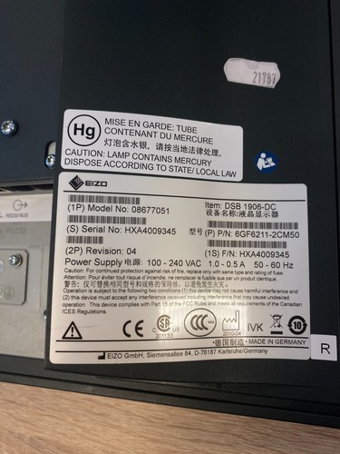 EIZO 19" LCD Monitor PN 08677051 DSB 1906-DC - Zdjęcie 3 z 4