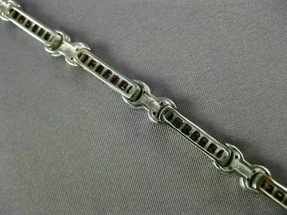 Brazalete de tenis de diamantes rubí rosa creado en laboratorio por princesa de 6 quilates enchapado en oro blanco de 14 quilates Foto 4 de 4