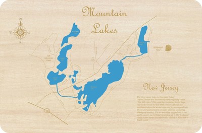 Mountain Lakes, NJ - Laser Cut Wood Map | Wall Art | Made to Order