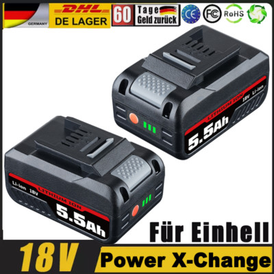 4x 18V 5,5Ah Ersatzakku Für Einhell Akku Power X-Change Lithium PXC LED NEU