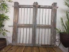 Old Pair Vintage Reclaimed Indian Wooden Iron Saloon Doors Shutters Garden Gates