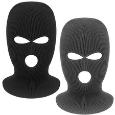 2 Pieces 3-Hole Full Face Mask Cover Ski Mask Winter Balaclava Cap Knitted Fa...