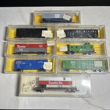 N Scale Atlas Train Car Freight Lot of 8 NOS Sante Fe Rio Grande Brex LNAC