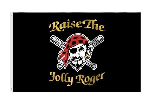 Pittsburgh Pirates “Raise The Jolly Roger” 3x5 Banner Flag Black MLB