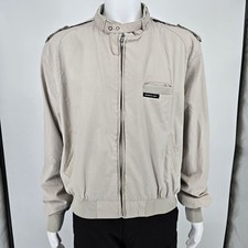 Vintage 1980s Members Only Talon Zipper Beige Polycotton Racer Jacket L 