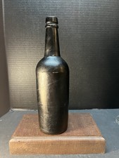 Antique Late 1700s Black Glass Ale Bottle 10&rdquo; Tall Hand Blown Found In Tampa Bay