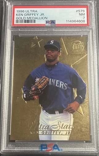 1996 Fleer Ultra - Ultra Stars Ken Griffey Jr #579 Gold Medallion Edition PSA 7
