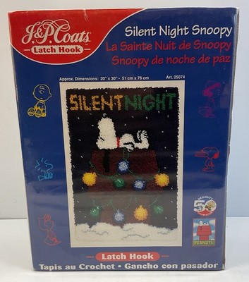 ''NEW'' Vintage - J & P Coats Latch Hook - ''Silent Night Snoopy'' -Kit # 25074 Nice