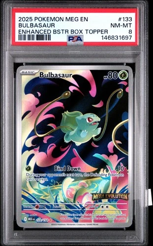 New Listing2025 POKEMON MEG EN-MEGA EVOLUTION ENHANCED BOOSTER BOX TOPPER BULBASAUR PSA 8