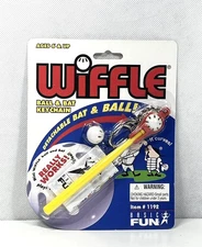 Wiffle Ball and Bat Keychain from Basic Fun #1192 Vintage Rare 2002 Sealed New