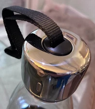 Sodastream Strap Caps Lids  Metal Stainless Steel with Tether Cord Wristlet ONE