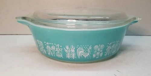 1 Pyrex Amish Butterprint Turquoise # 471 1Pt. Individual Covered Casserole