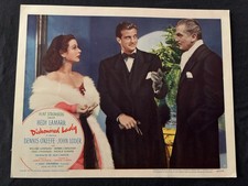 Hermosa tarjeta de lobby original de Hedy Lamarr Dishonored Lady John Loder 1947