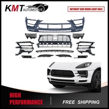Primed Front Bumper Cover Grill Kit W/ ACC For 2019 2020 2021 2022 Porsche Macan