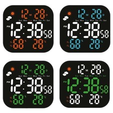 Bedroom Alarm Clock LED Digital Weather Clock with Date Day of Week Desk Clock