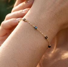 Boho Beaded Chain Bracelet  18K Gold Plated Minimalist Bracelet  Handmade