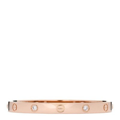 Cartier 18K Rose Gold Diamond Screw Motif Bangle Bracelet WL4005