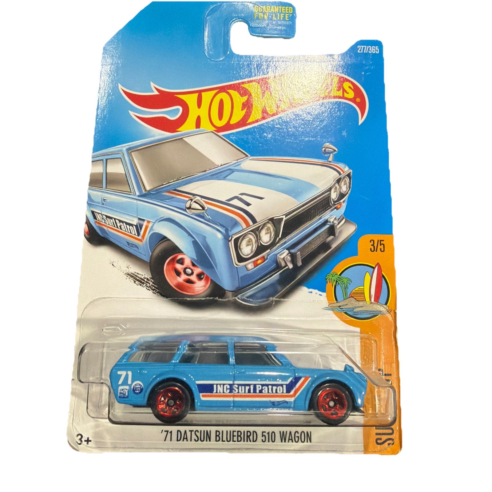 2015 Hot Wheels Surf's Up 3/5 '71 DATSUN BLUEBIRD 510 WAGON Blue JDM Red Wheels
