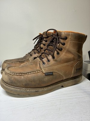 Ridgecut Men's Moc Toe Waterproof Boots Size 12  Wide  MF-2105 Light Brown