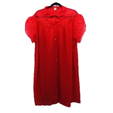 VINTAGE JC PENNEY GAYMODE NYLON  LACE RED NIGHTGOWN SZ 40 LINGERIE BUTTONS