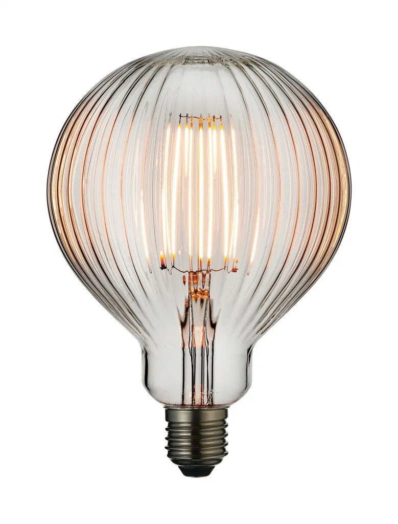 Clear 4w Ribb LED Globe G125 Non Dimmable 2200K E27 450lm Endon 80632