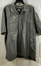 Harley-Davidson Gray Winged Graphic Button Up Work Shirt Sz 3XL