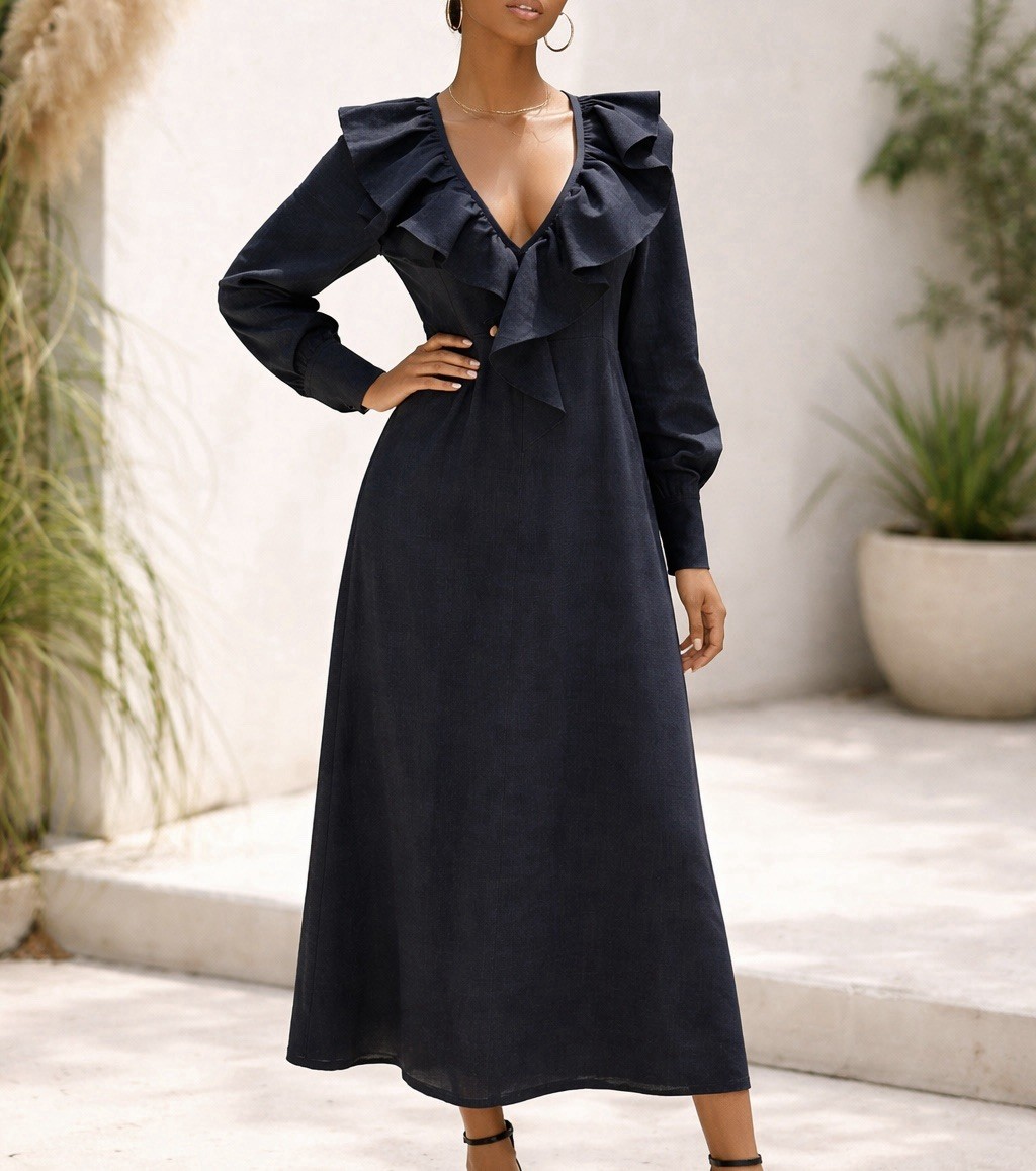 COS Black Ruffle Maxi Dress Womens 4 Long Sleeve Flowy Minimalist | eBay COS Black Ruffle Maxi Dress Womens 4 Long Sleeve Flowy Minimalist | eBay