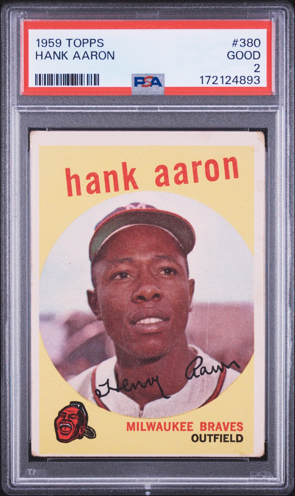 1959 TOPPS #380 HANK AARON PSA 2