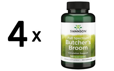 4 x Swanson Butcher's Broom, 470mg - 100 caps (144,39 EUR/kg)