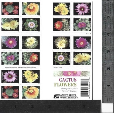 2019 Cactus Flowers USPS Booklet – 20 First Class Letter Stamps