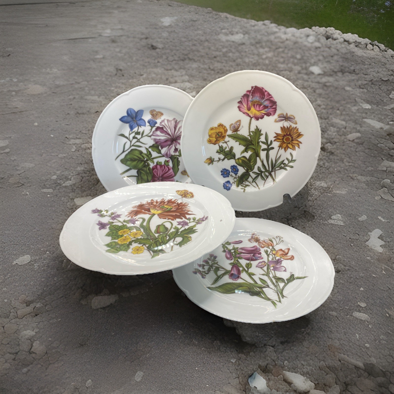4 Vintage Rochard Limoges France Porcelain Floral Butter Salad Plate 7.25