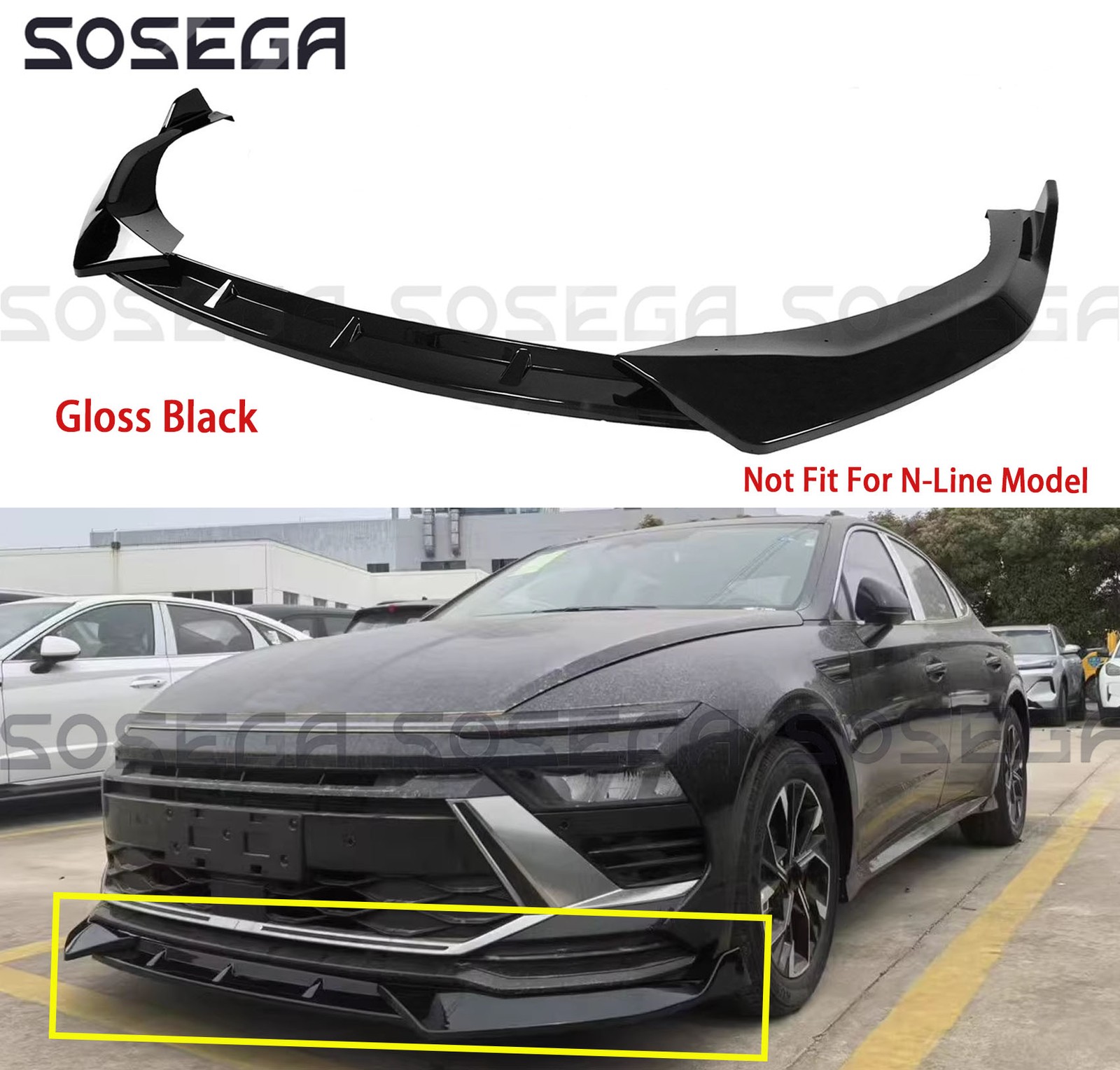 For Hyundai Sonata SE SEL 24-2026 KDM Style Gloss Black Front Bumper Lip Spoiler