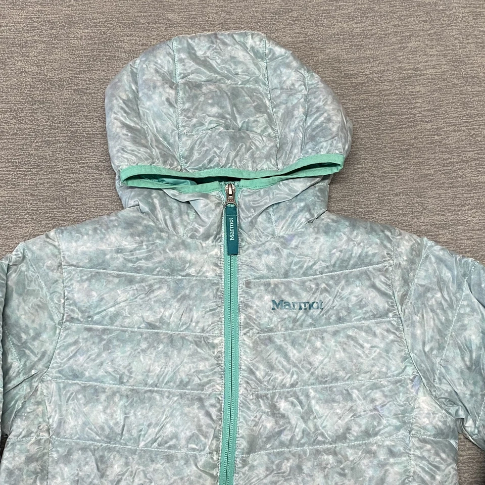 Marmot Down Jacket Girls Medium Green 550 Fill Hooded Puffer Winter Coat K77460 - Image 2 of 4