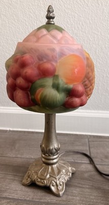Vintage Reverse Painted Puffy Fruit Table Lamp 16'' Working No Makers Mark